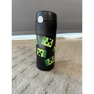 Thermos Minecraft 12 oz Funtainer Water Bottle - Black with creeper‎ logo